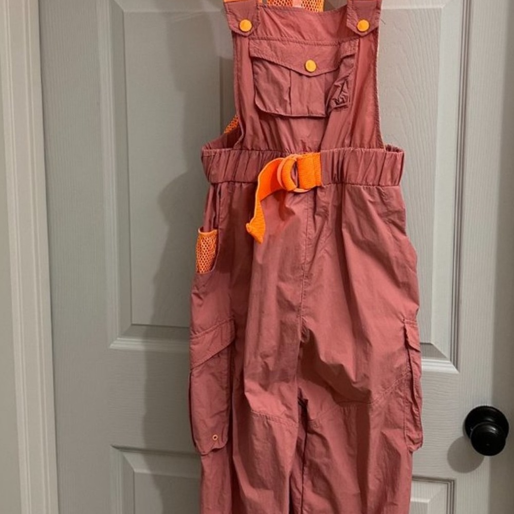 NWT free people pink and orange overalls - Picture 8 of 15